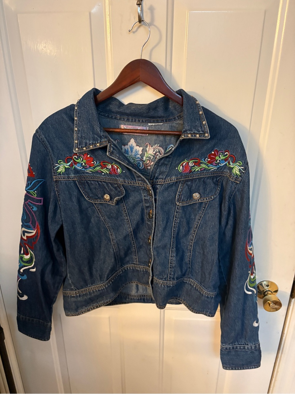 Vintage 90s Doreman Burns Cowgirls Western Embroidered Denim Jacket
